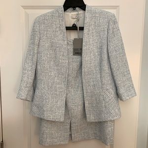 Preston & York Blue and White Skirt Suit Size 8